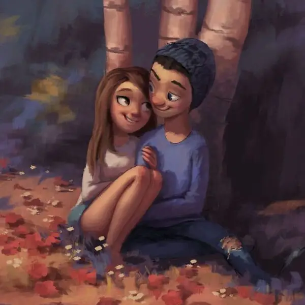 cute cartoon couple dp